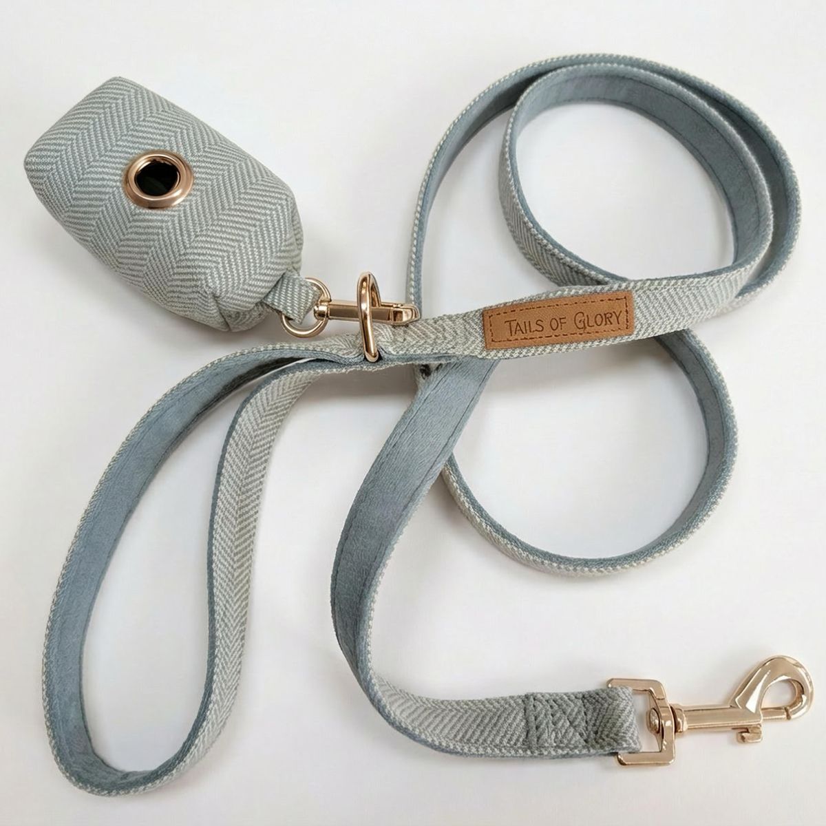 Dog Collar, Pouch and Lead Set - Blue Tweed & Velvet