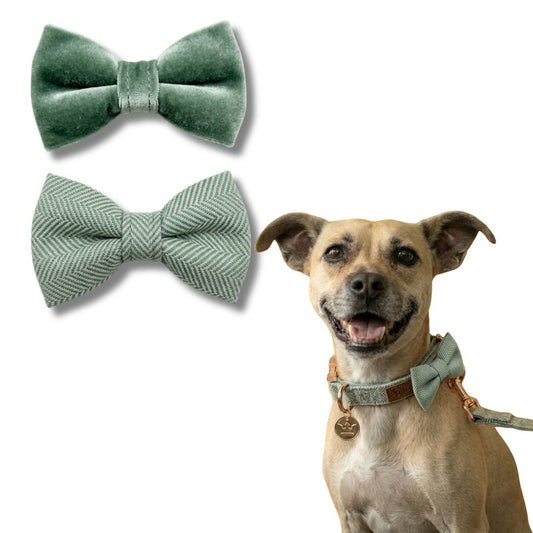 Green Tweed and Velvet Bow Set