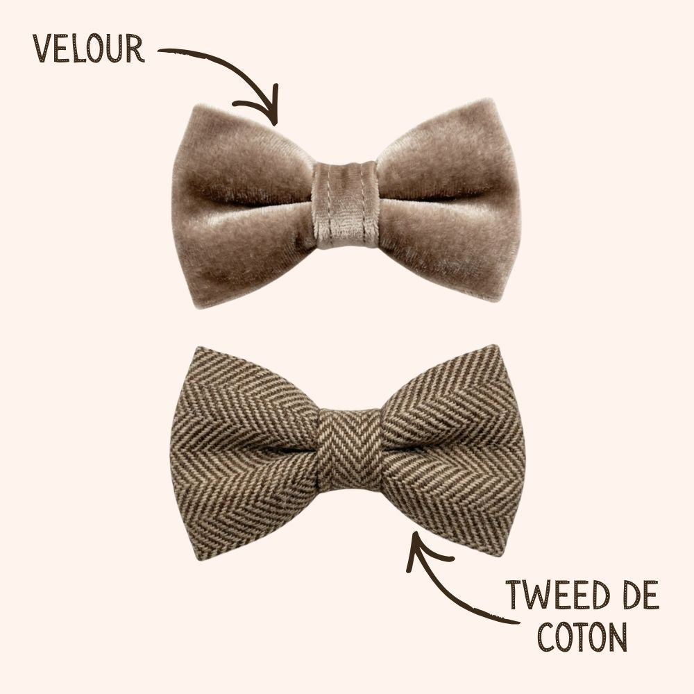 Ensemble de nœuds en tweed marron et velours