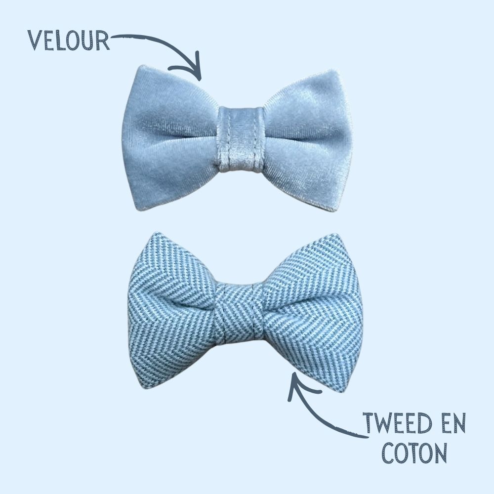 Ensemble de nœuds en tweed bleu et velours