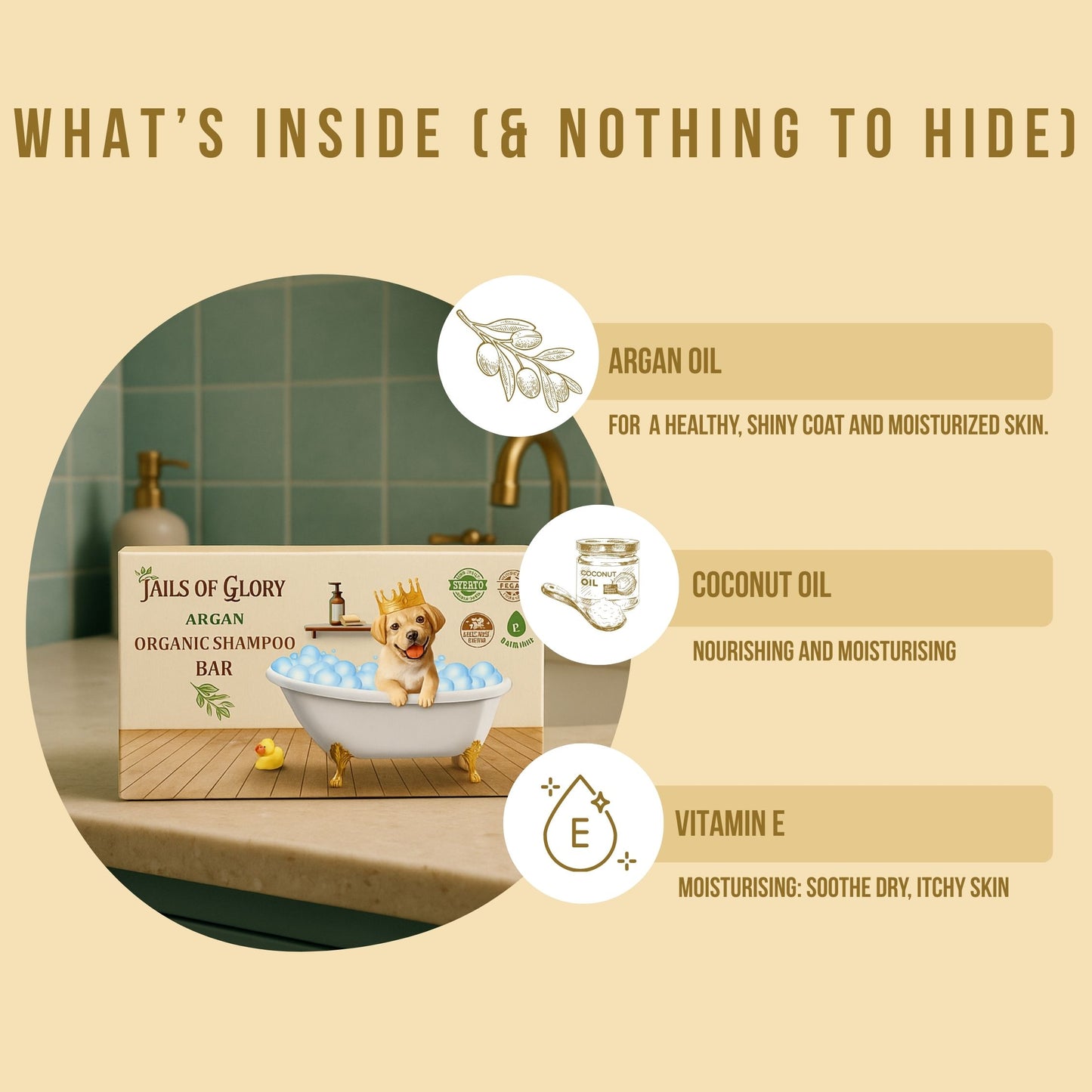 Organic Argan Oil Pet Solid Shampoo Bar - 100g