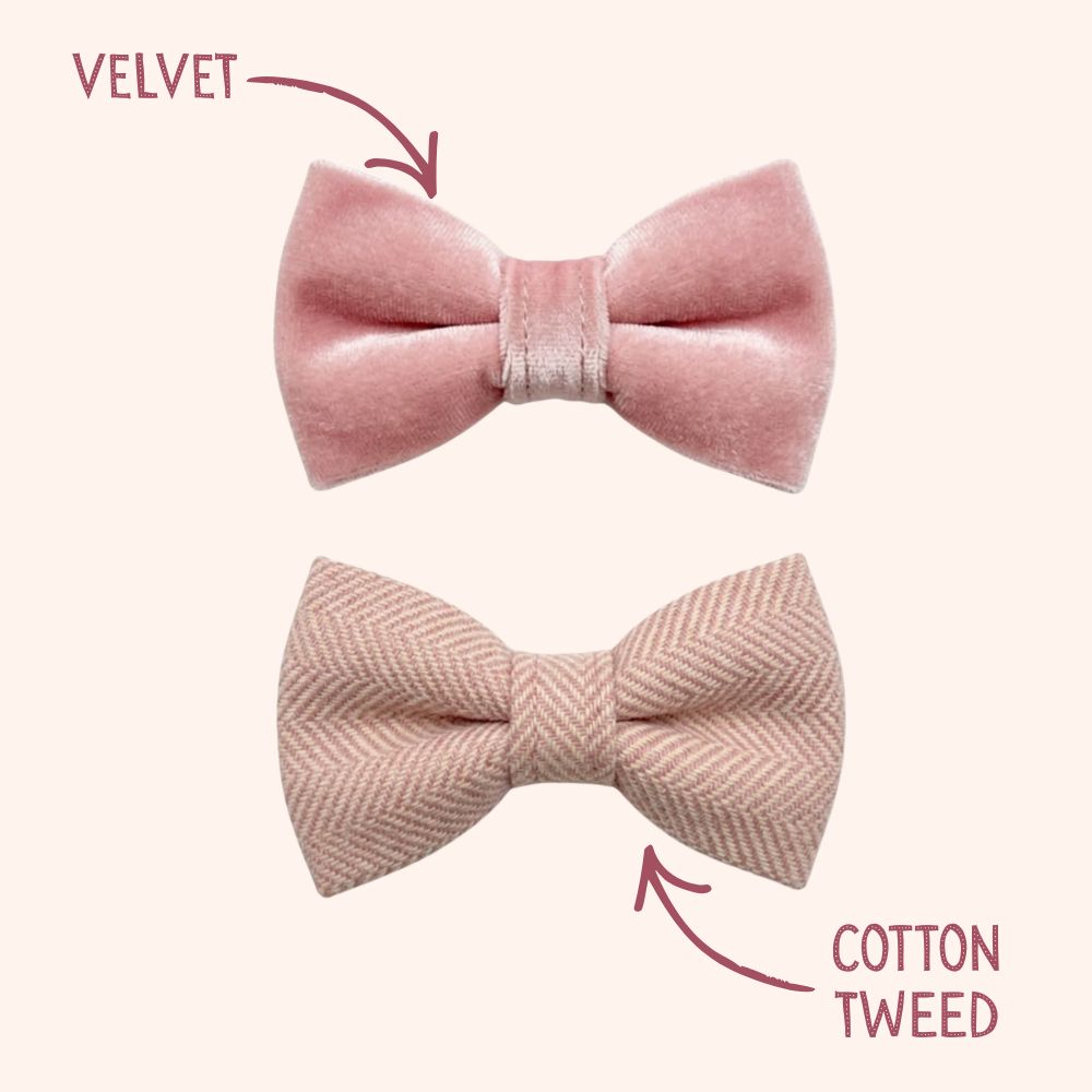Pink Tweed and Velvet Bow Set