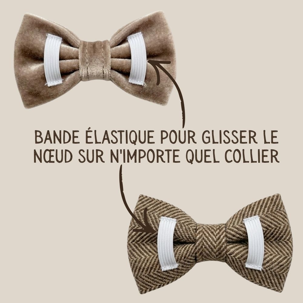 Ensemble de nœuds en tweed marron et velours