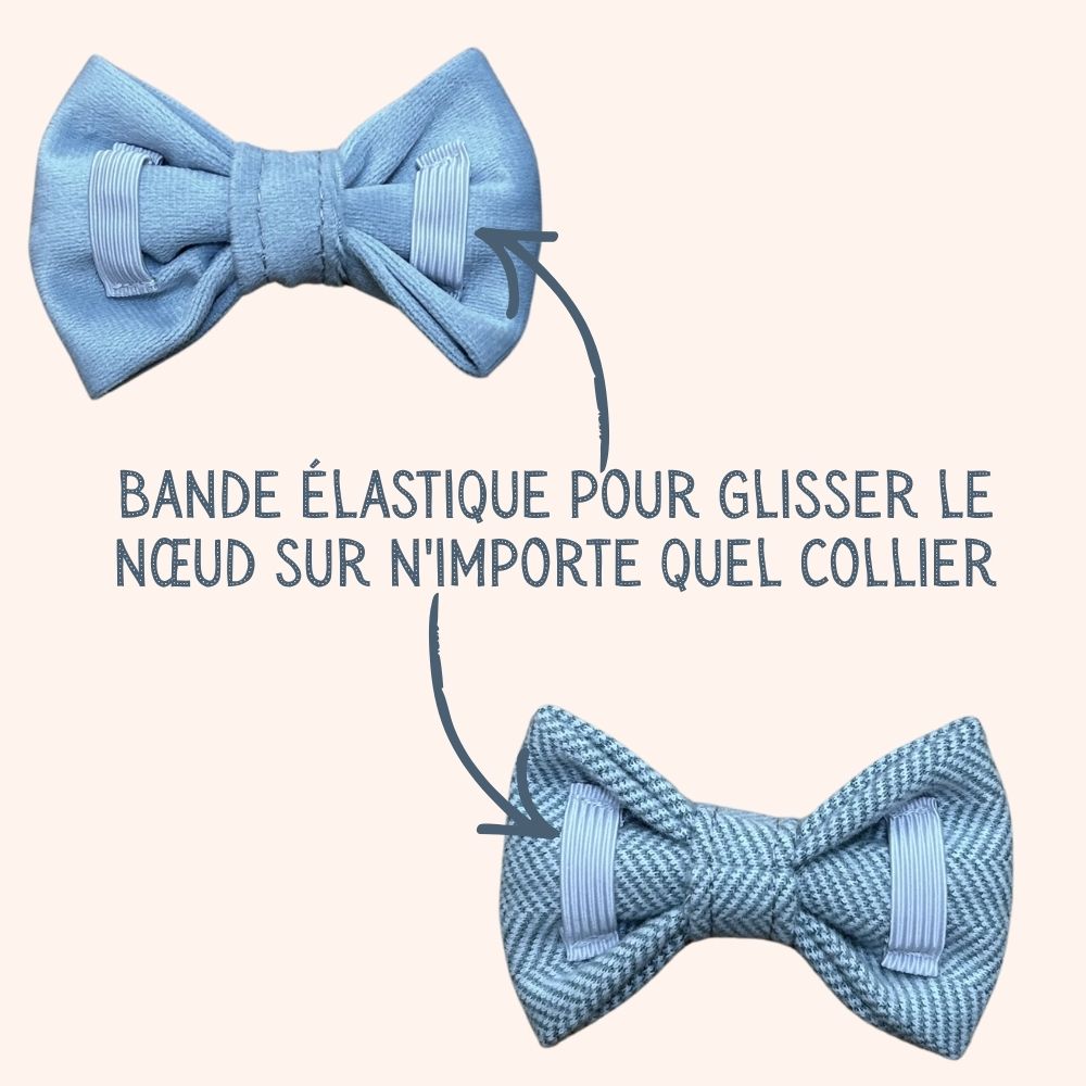 Ensemble de nœuds en tweed bleu et velours