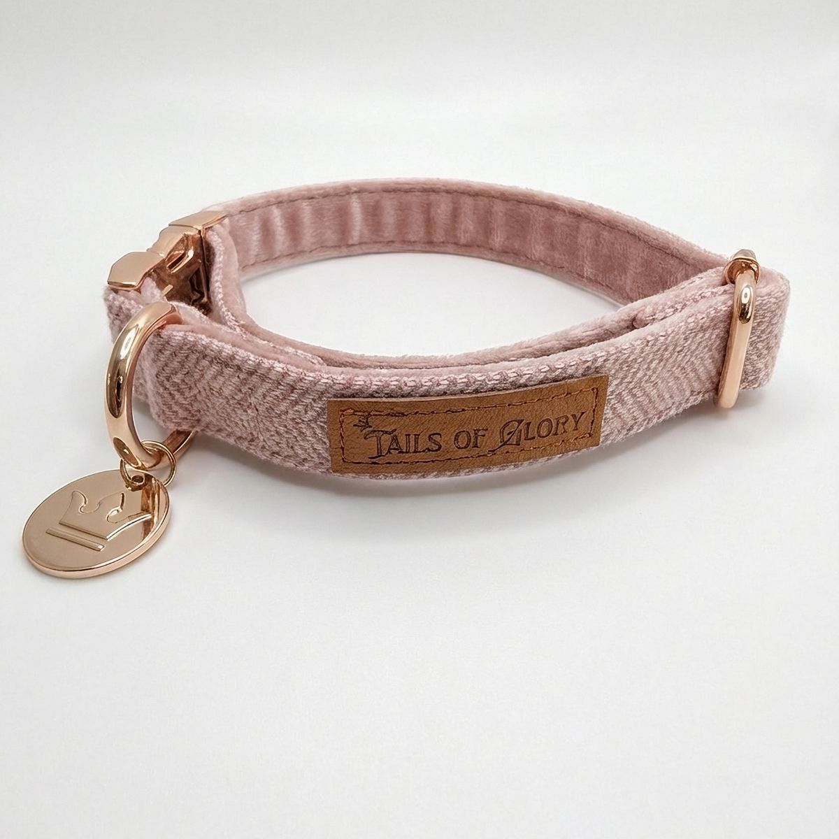 Ensemble Collier, Pochette et Laisse pour chien - Tweed Rose et Velours