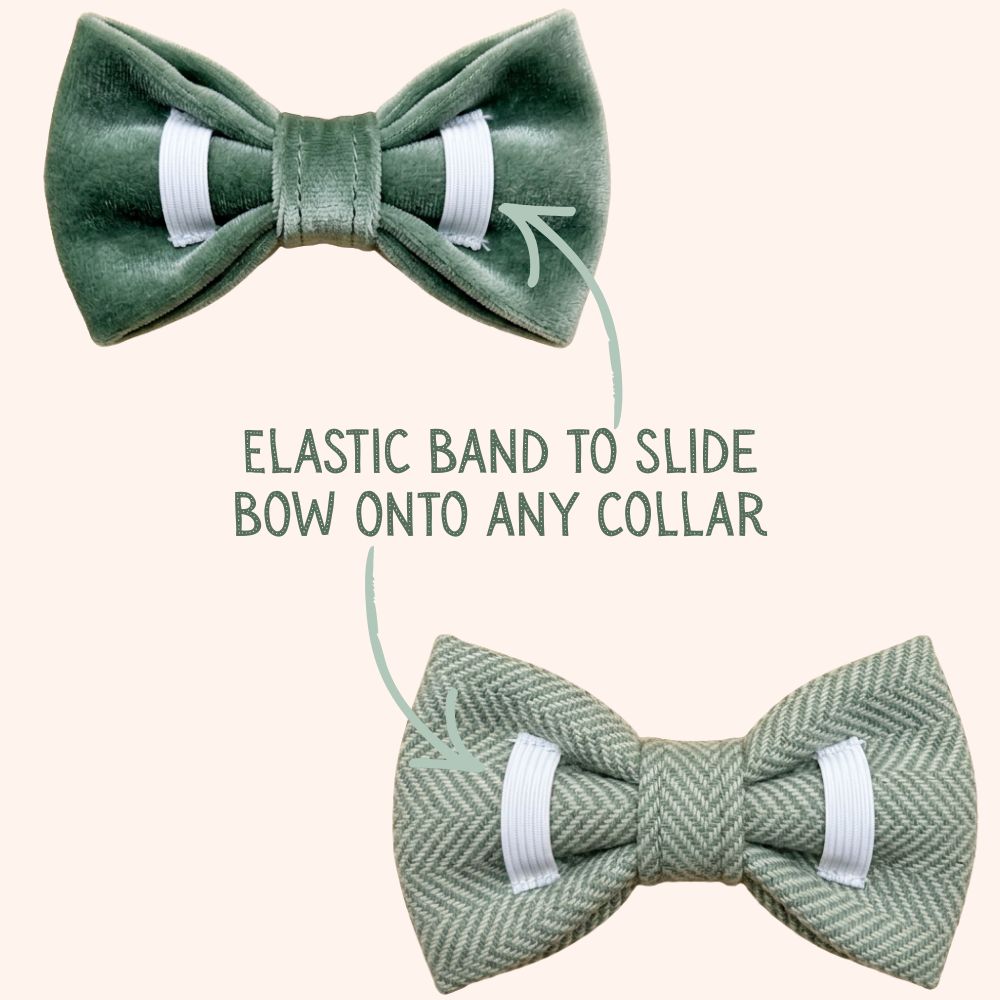 Green Tweed and Velvet Bow Set