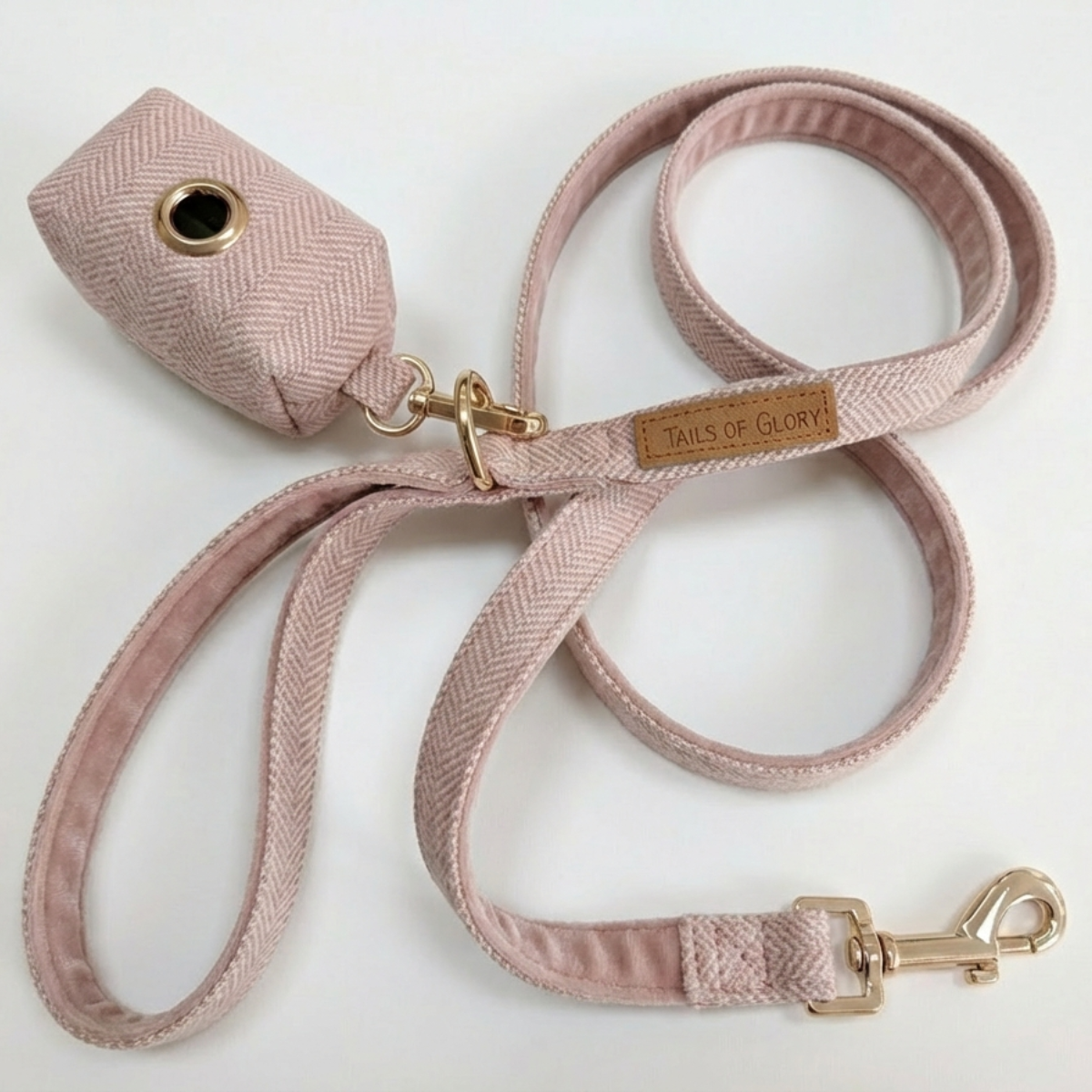 Dog Collar, Pouch and Lead Set - Pink Tweed & Velvet