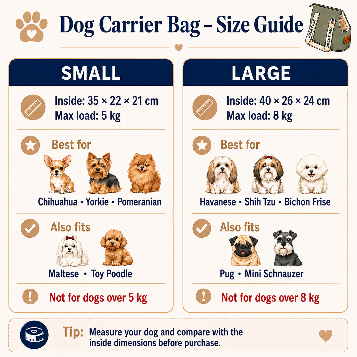 Dog Carrier Bag : Travel and sleeping bag for dogs up to 8 Kilo, Green