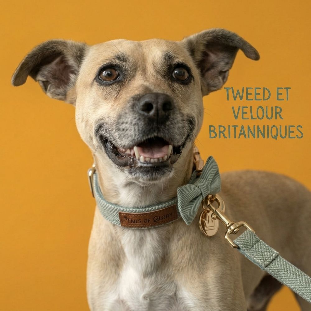 Ensemble nœud en tweed vert et velours
