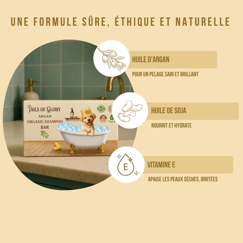 Shampoing solide bio à l'huile d'argan pour animaux - 100 g