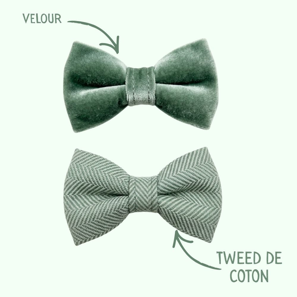 Ensemble nœud en tweed vert et velours