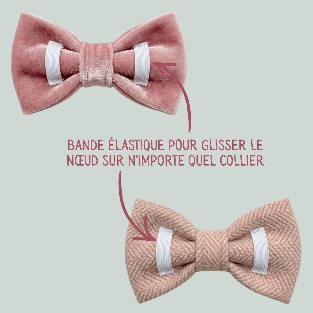 Ensemble Nœud Rose en Tweed et Velours