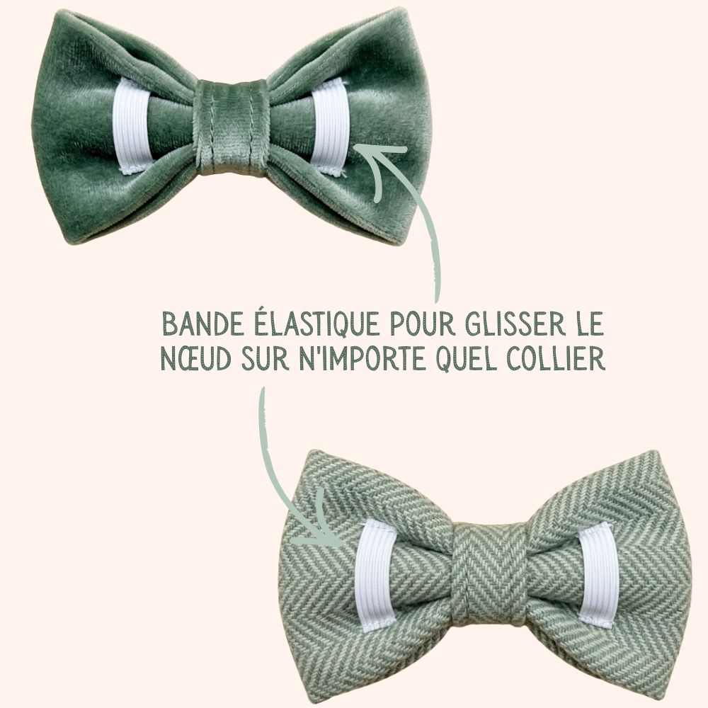 Ensemble nœud en tweed vert et velours