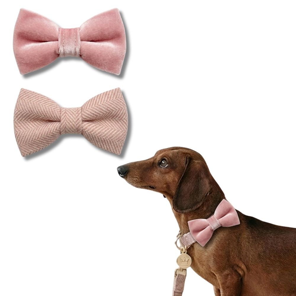 Ensemble Nœud Rose en Tweed et Velours