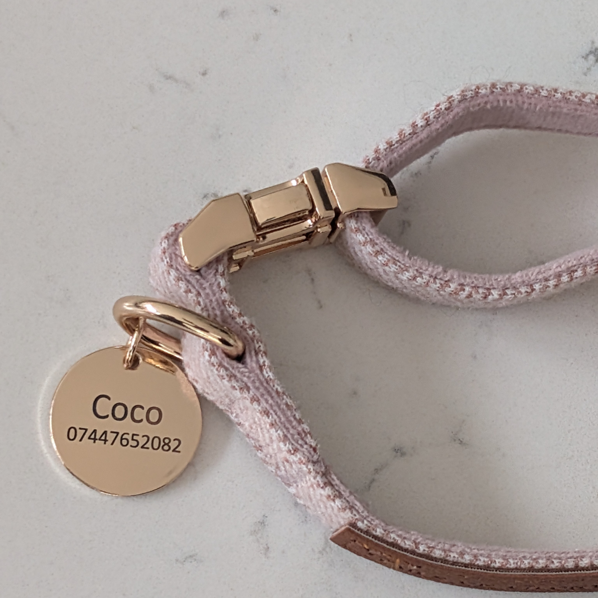 Dog Collar, Pouch and Lead Set - Blue Tweed & Velvet